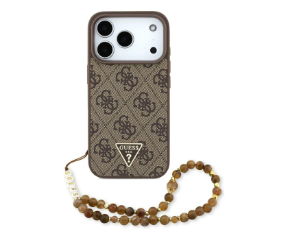 Etui do telefonów Guess 4G Strap Triangle Logo MagSafe do iPhone 17 Pro brązowy